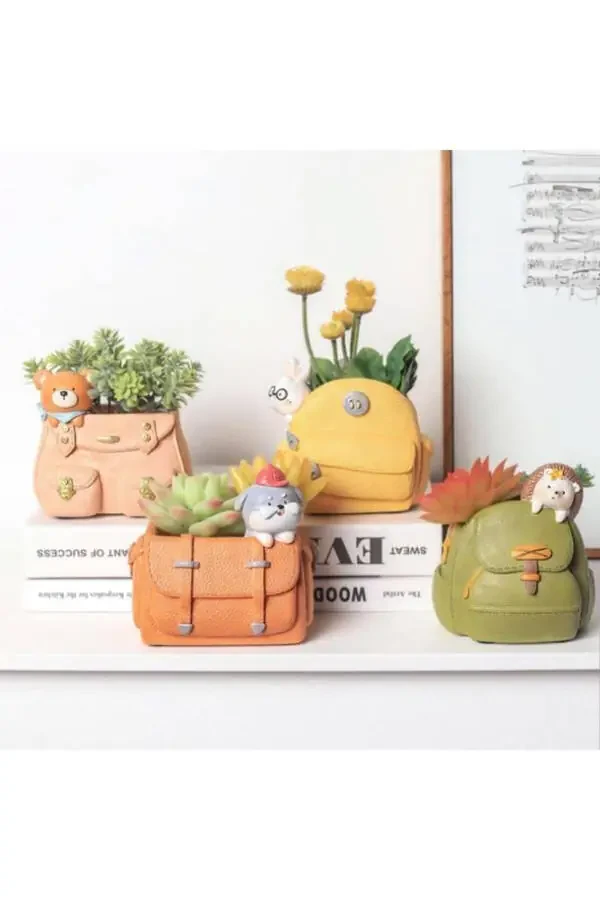 New Cute 4-Piece Bag Succulent Pot Set And Serving Tray - 1