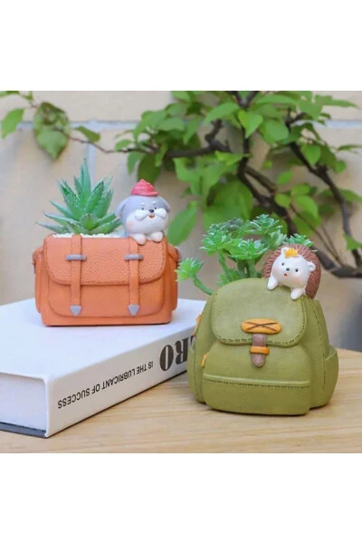 New Cute 4-Piece Bag Succulent Pot Set And Serving Tray - 2