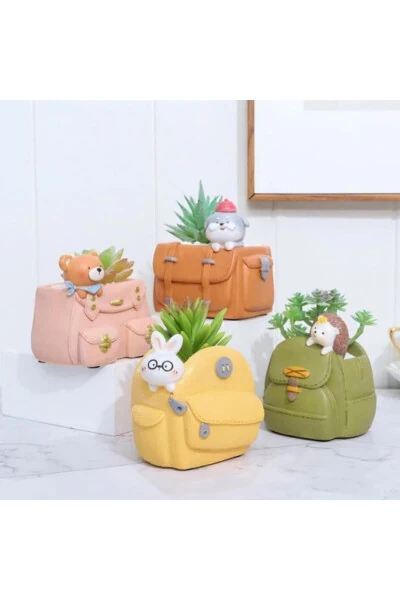 New Cute 4-Piece Bag Succulent Pot Set And Serving Tray - 4