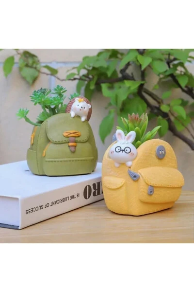 New Cute 4-Piece Bag Succulent Pot Set And Serving Tray - 5