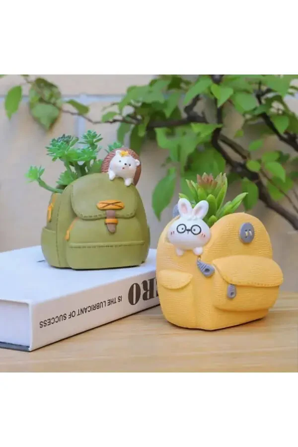 New Cute 4-Piece Bag Succulent Pot Set And Serving Tray - 5