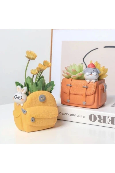 New Cute 4-Piece Bag Succulent Pot Set And Serving Tray - 6