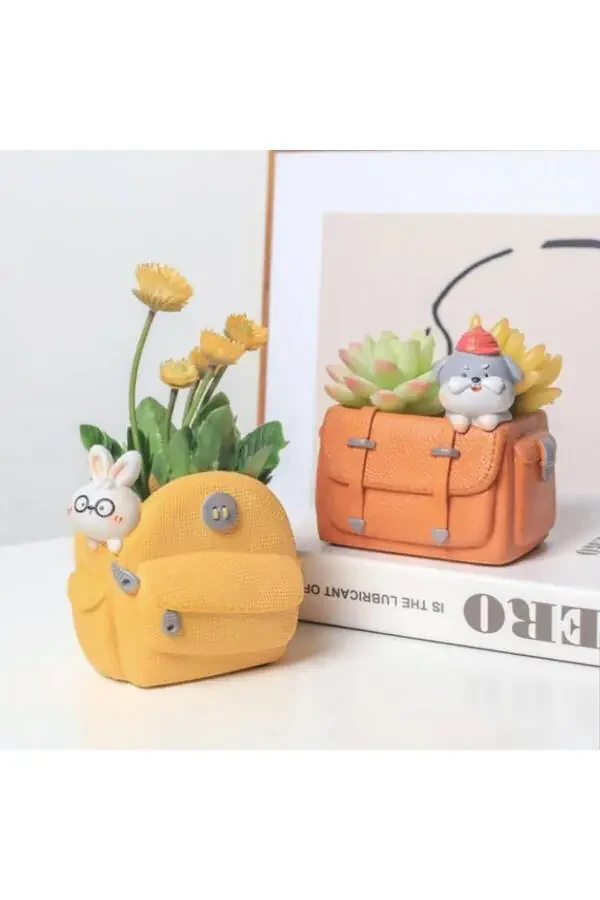 New Cute 4-Piece Bag Succulent Pot Set And Serving Tray - 6