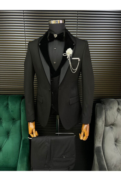 New Full Set Black Groom Suit 017 Model - 2