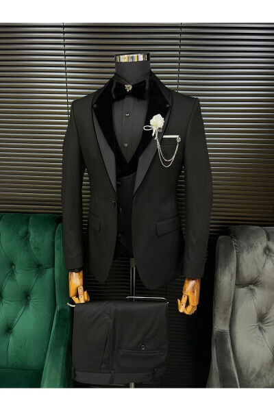 New Full Set Black Groom Suit 017 Model - 3