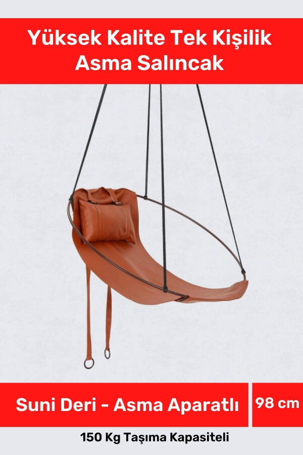 New Generation Large Size High Quality Leather Hanging Fixture Brown Hammock Single Person Hanging Swing - 4