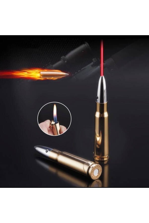 New Golden Tip Laser Infrared Flame Bullet Lighter Creative Military Model - 1