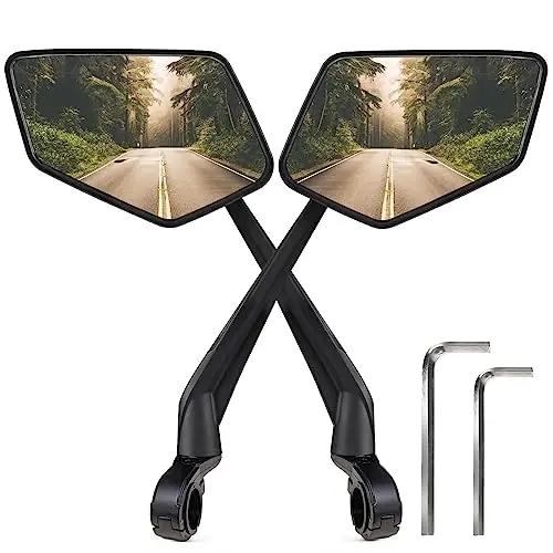 New Handlebar Bike Mirror, APLSTOW HD Automotive Grade Glass Lens E-Bike Mirrors, Scratch Resistant, Safe Bicycle Rearview Mirrors 