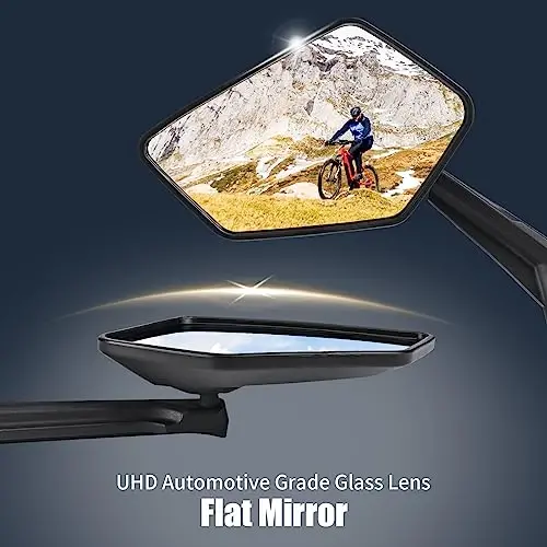 New Handlebar Bike Mirror, APLSTOW HD Automotive Grade Glass Lens E-Bike Mirrors, Scratch Resistant, Safe Bicycle Rearview Mirrors - 2