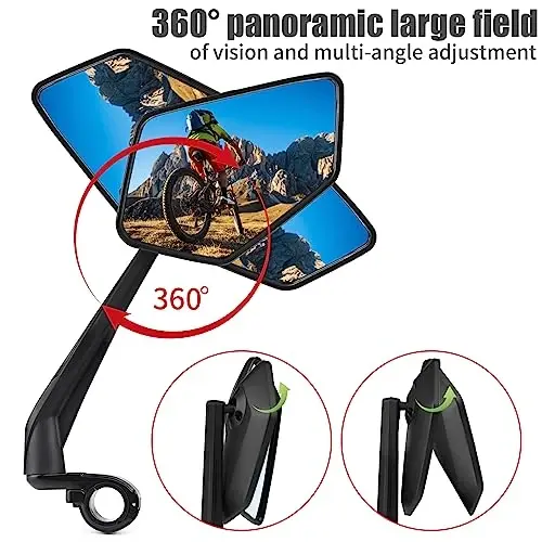 New Handlebar Bike Mirror, APLSTOW HD Automotive Grade Glass Lens E-Bike Mirrors, Scratch Resistant, Safe Bicycle Rearview Mirrors - 4