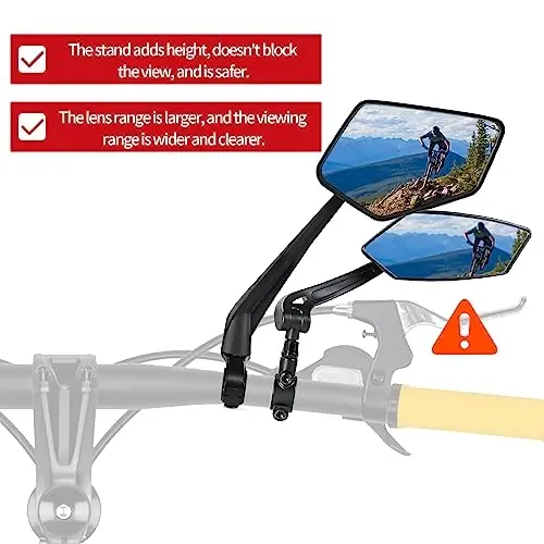 New Handlebar Bike Mirror, APLSTOW HD Automotive Grade Glass Lens E-Bike Mirrors, Scratch Resistant, Safe Bicycle Rearview Mirrors - 5
