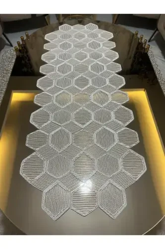 New Luxury Runner Living Room Coffee Table Cover Set French Guipure Dowry Set WHITE 5 Pieces-WHITE - TEKSTILSA (1)