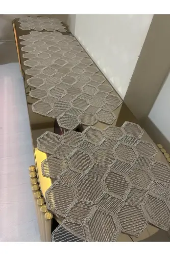 New Luxury Runner Living Room Coffee Table Tablecloth Set French Guipure Dowry Set Cappuccino 5 Pieces - 5