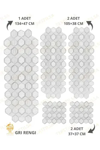 New Luxury Runner Living Room Coffee Tablecloth Set French Guipure Dowry Set GRAY 5 Pieces-GRAY - 7