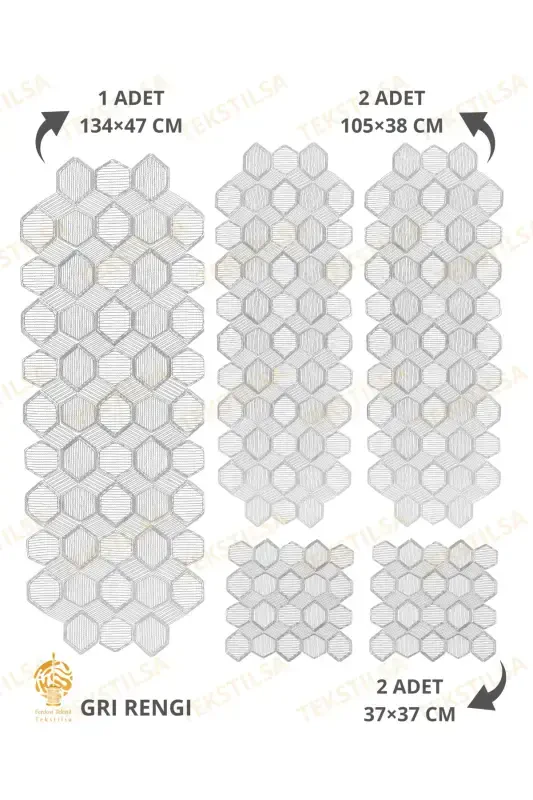 New Luxury Runner Living Room Coffee Tablecloth Set French Guipure Dowry Set GRAY 5 Pieces-GRAY - 7