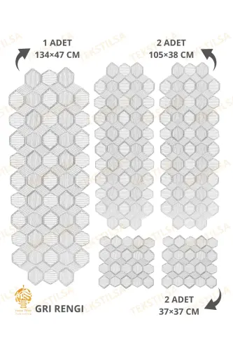 New Luxury Runner Living Room Coffee Tablecloth Set French Guipure Dowry Set GRAY 5 Pieces-GRAY - 8
