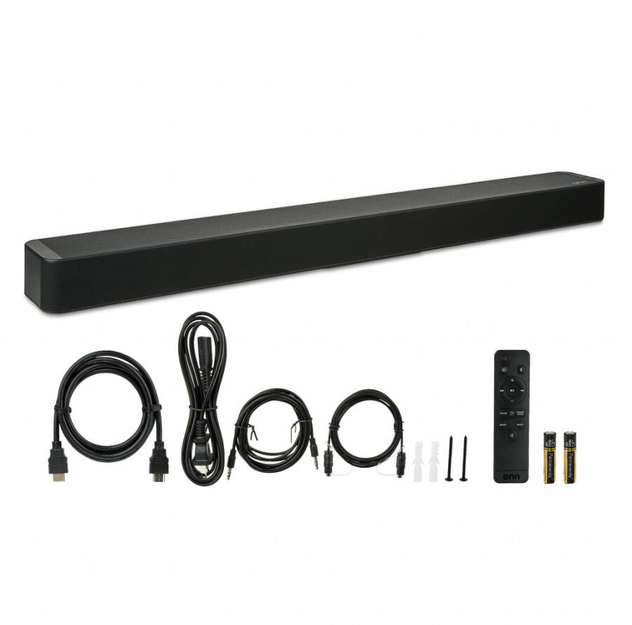 NEW - onn. 2.1 Soundbar System with Dolby Digital Plus, 2 Speakers and Built-in Subwoofer, 36