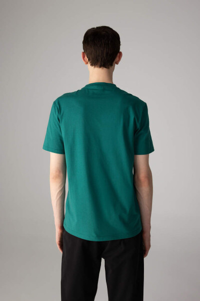 New Regular Fit Crew Neck Basic Short Sleeve 100% Cotton T-Shirt Green - 5