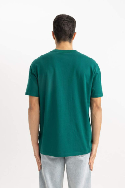 New Regular Fit Crew Neck Basic Short Sleeve 100% Cotton T-Shirt Green - 10