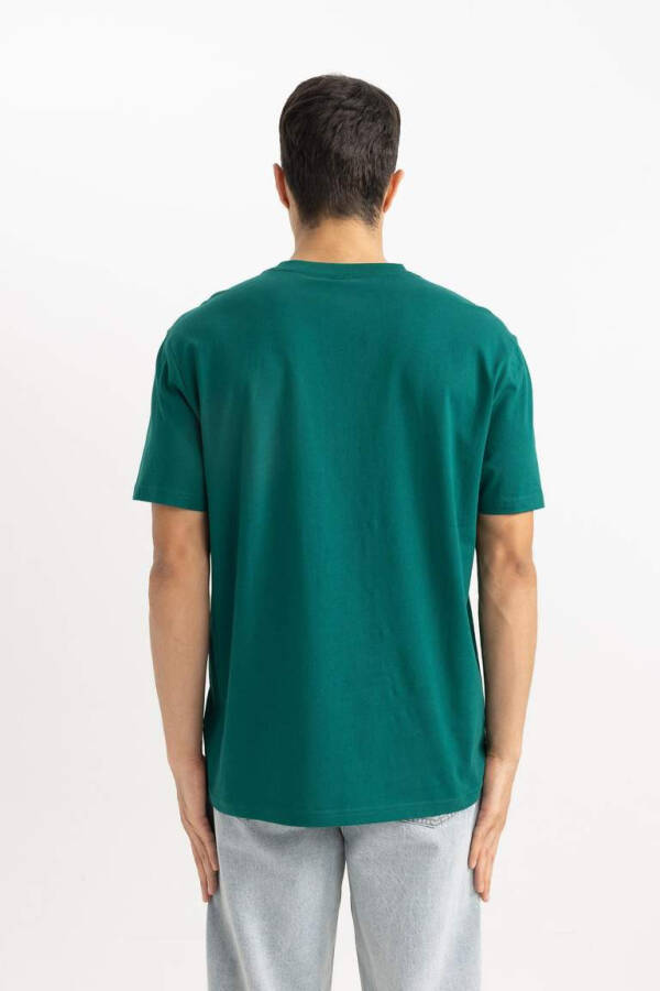 New Regular Fit Crew Neck Basic Short Sleeve 100% Cotton T-Shirt Green - 10