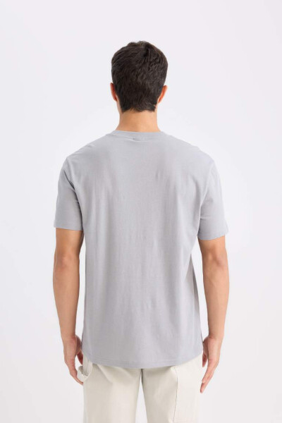 New Regular Fit Crew Neck Basic Short Sleeve 100% Cotton T-Shirt Grey - 6