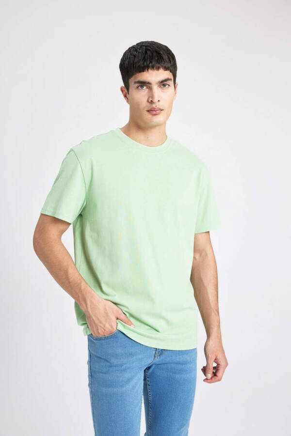 New Regular Fit Crew Neck Basic Short Sleeve 100% Cotton T-Shirt Mint - 3