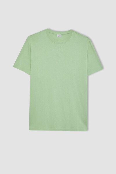 New Regular Fit Crew Neck Basic Short Sleeve 100% Cotton T-Shirt Mint - 7