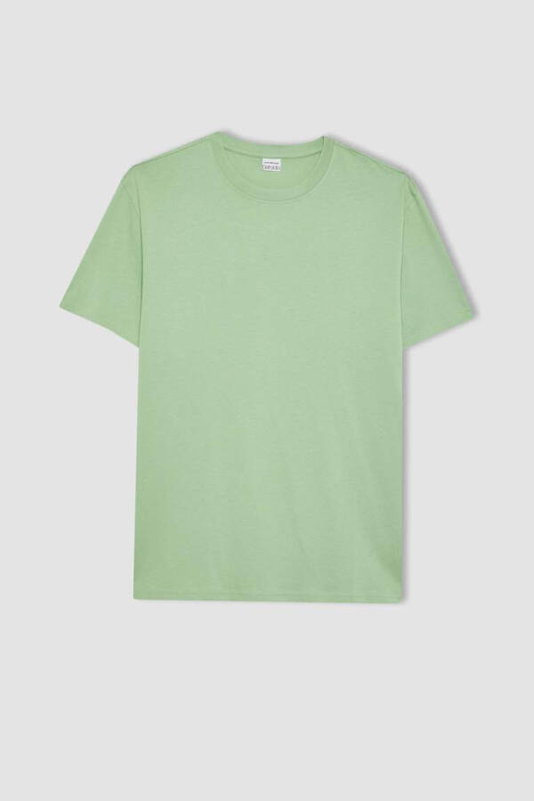 New Regular Fit Crew Neck Basic Short Sleeve 100% Cotton T-Shirt Mint - 7