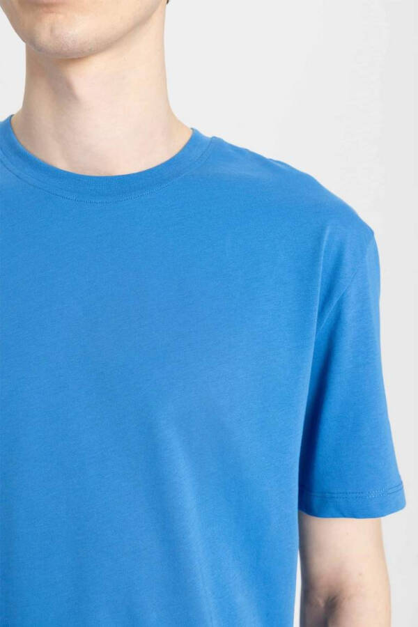 New Regular Fit Crew Neck Short Sleeve T-Shirt Blue - 5