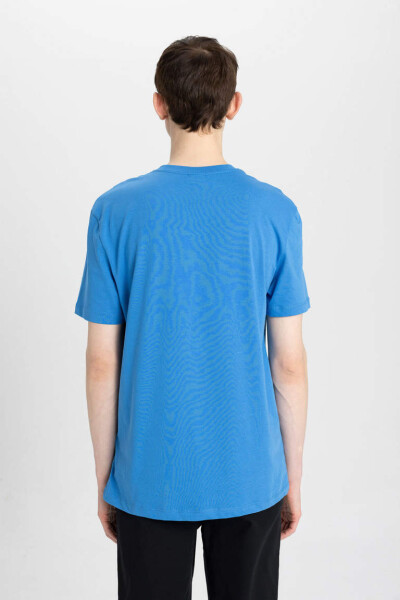 New Regular Fit Crew Neck Short Sleeve T-Shirt Blue - 6