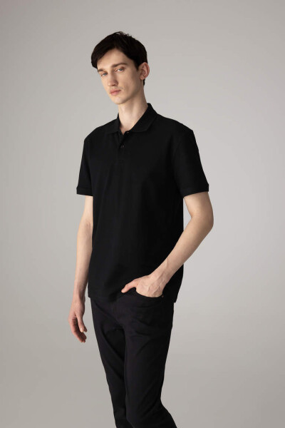 New Regular Fit Short Sleeve Polo Shirt Black - 1