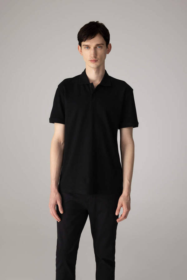 New Regular Fit Short Sleeve Polo Shirt Black - 3