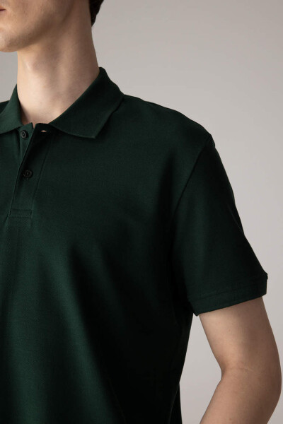 New Regular Fit Short Sleeve Polo Shirt Dark Green - 3