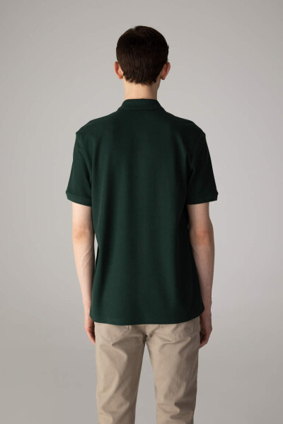 New Regular Fit Short Sleeve Polo Shirt Dark Green - 4