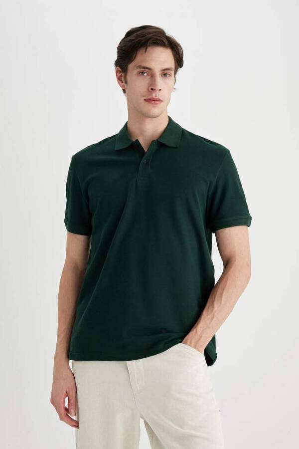 New Regular Fit Short Sleeve Polo Shirt Dark Green - 5