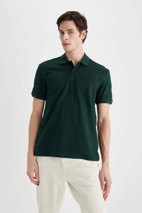 New Regular Fit Short Sleeve Polo Shirt Dark Green - 7