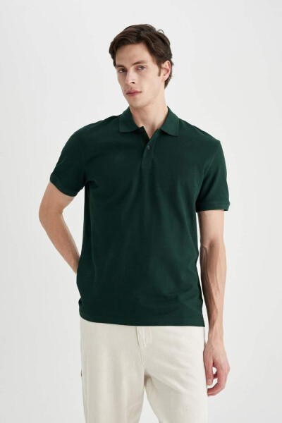 New Regular Fit Short Sleeve Polo Shirt Dark Green - 8