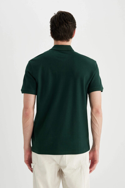 New Regular Fit Short Sleeve Polo Shirt Dark Green - 13