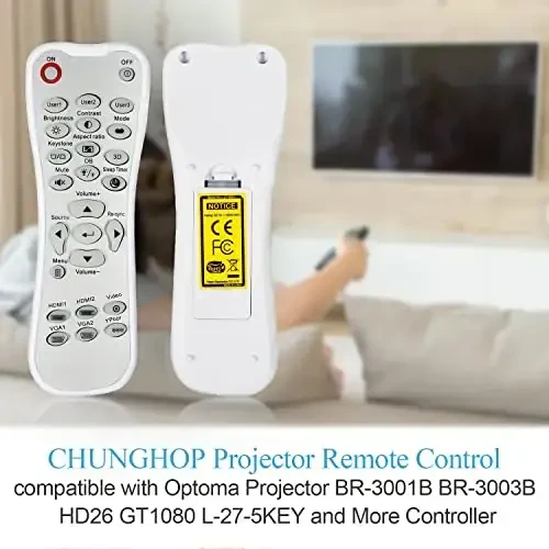 New Replacement Remote Control compatible with Optoma Projector HD26 GT1080 GT1070X HD141X DH1008 HD37 HDF536 HDF537ST HD200D EH200ST L-27-5KEY Controller - 2