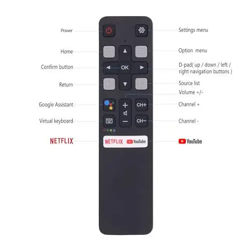 New Replacement Remote Control RC802V FNR1 Fit for TCL Android 4K Smart TV 50S434 55S434 75S434 40S330 70S430 32S334 55S435 50S435 43S434 32S6500A [NO Voice Function] - 2