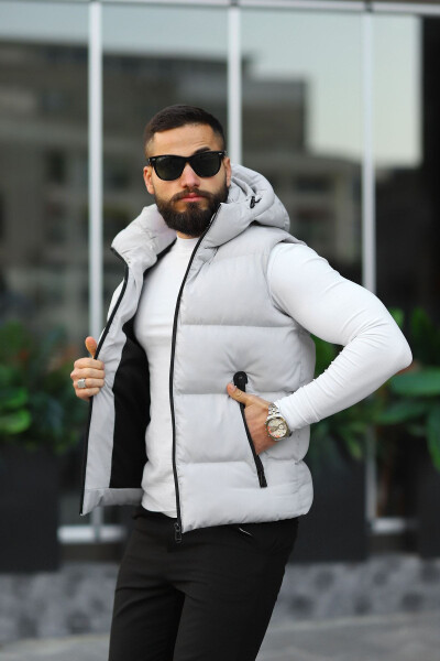 New Season Hooded Waterproof Puffer Vest - 1