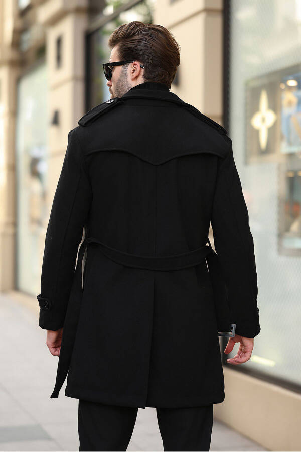 New season long men's cashmere coat with belted button details. - 16