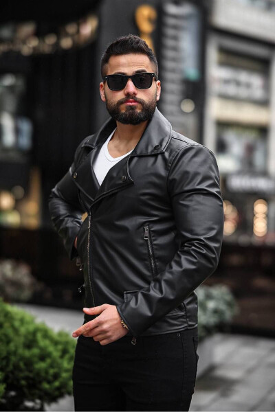 New Season Men's Black Carbon Leather Jacket - 1