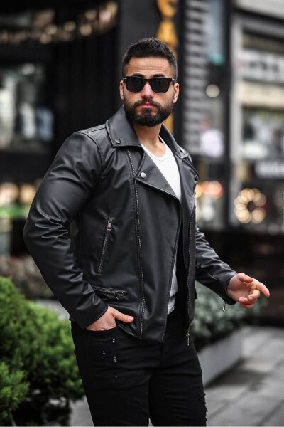 New Season Men's Black Carbon Leather Jacket - 2