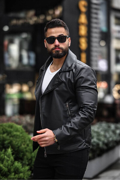 New Season Men's Black Carbon Leather Jacket - 3