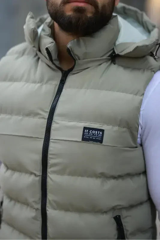 NEW SEASON MEN'S DETACHABLE HOODED PUFFER VEST-Green - 4