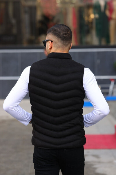 New Season Men's Puffer Suede Vest - 4