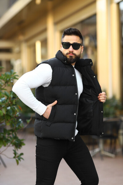 New Season Men's Snap & Zipper Padded Vest - S&M CLOTHİNG