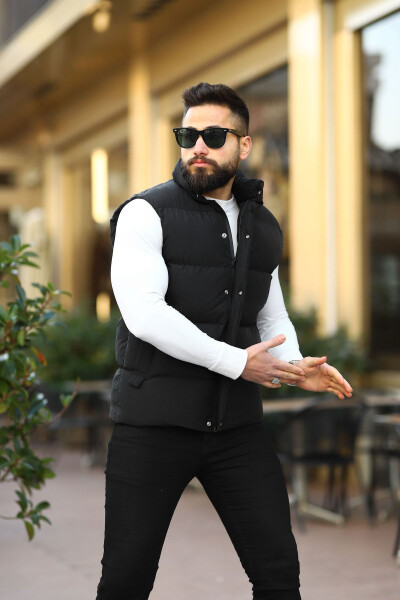 New Season Men's Snap & Zipper Padded Vest - S&M CLOTHİNG (1)