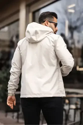 NEW SEASON MEN'S WATER & WINDPROOF RAINCOAT SEASONAL JACKET-CREAM - 4